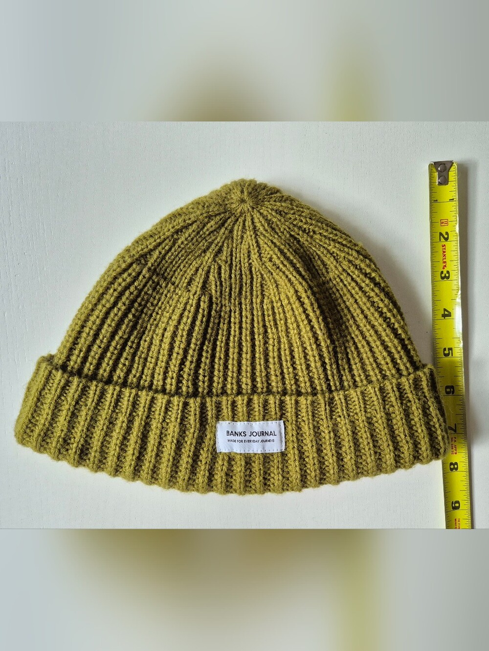 Banks Journal Olive Avocado Green Rib Knit Beanie